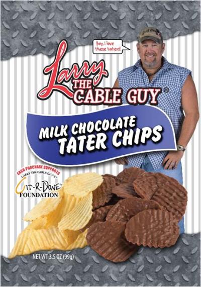 Larry the Cable Guy chocolate covered potato chips